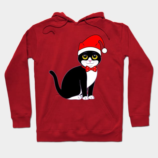 Tuxedo Cat in Bowtie at Christmas Hoodie by PenguinCornerStore